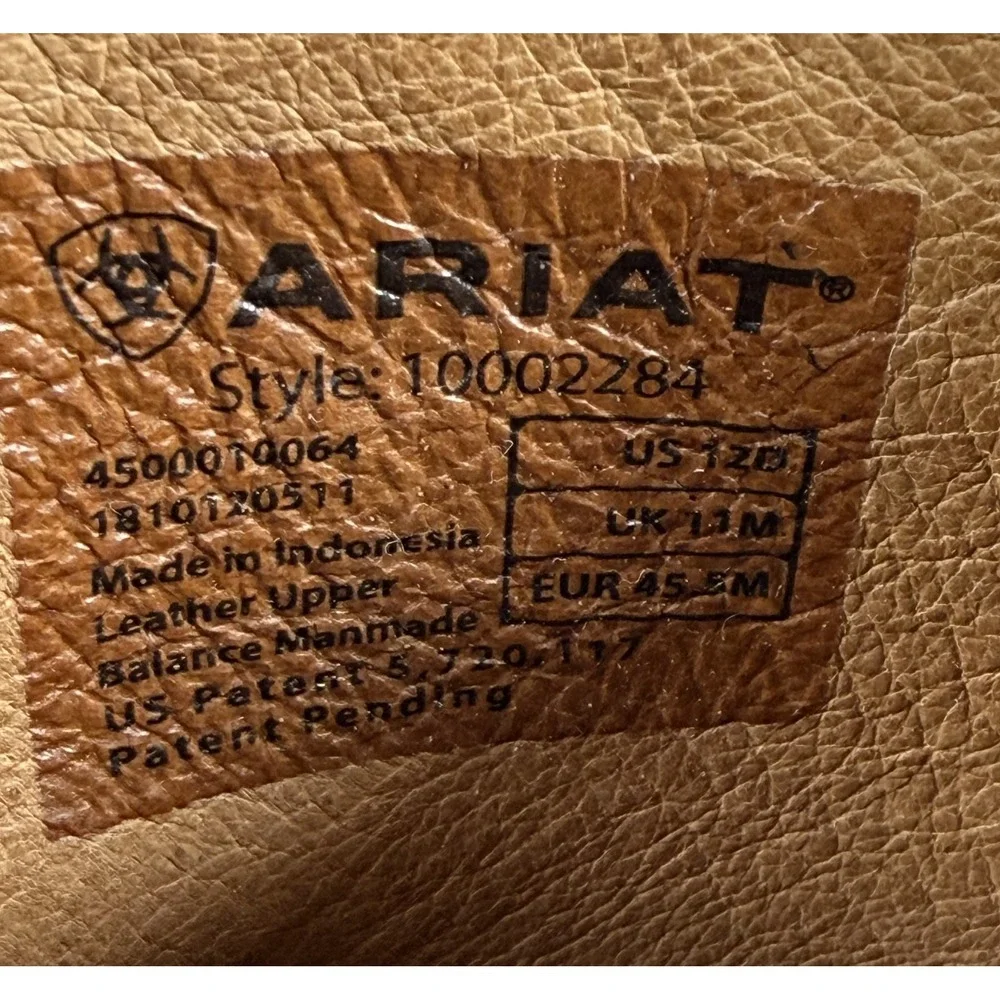 Ariat Men's US 12D Brown Leather Western Cowboy Boots Pull On Style 10002284